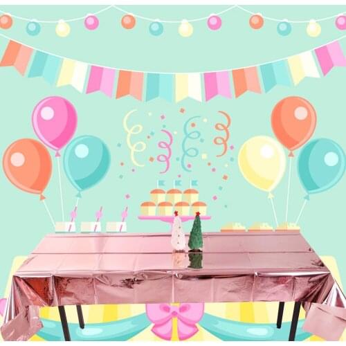 Gold Foil Gilding Table Cover Plastic Disposable Solid Color Waterproof Tablecloth Desk Covers Rectangle Party Supplies Decor