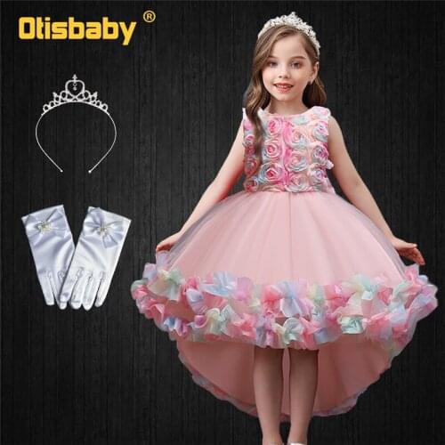 Formal Elegant Pageant Cocktail Dresses for Girls-Flowers Lush Bridesmaids Christening Evening Wedding Party Ceremonial Dress