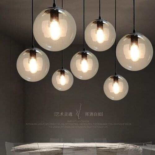 Simple Nordic Restaurant Chandelier Creative Bar Bedroom Living Room Coffee Shop Single Head Glass Ball Chandelier