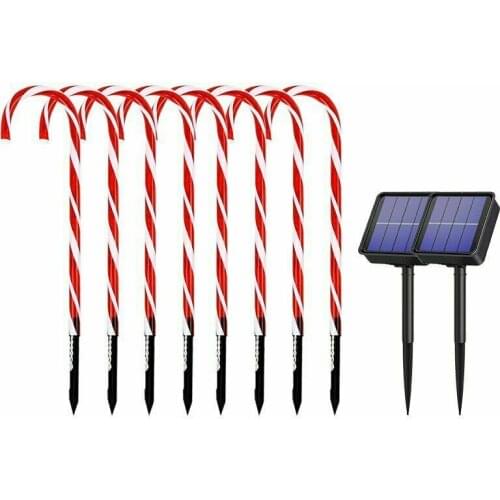 Solar Christmas Light Christmas Candy Cane Pathway Lights Christmas Decoration For Home Garden 2021 New Year Xmas Lawn Lights