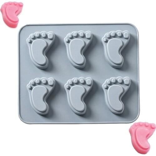 6 Baby Feet Silicone Mold 3D Chocolate Jelly Ice Tray Soap Mold Cake Decorating Tools Baby Shower Birthday Supply