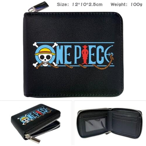Anime One Piece PU Wallet Cartoon Print Casual Card Photo Holder Zipper Short Coin Pocket Note Compartment Boys Girls Purses