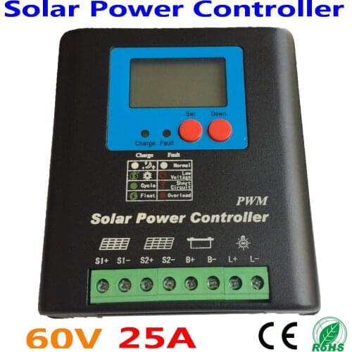 25A 60V Solar Controller, home use solar panels 25A 60V with reverse polarity protection of module/battery/load solar system