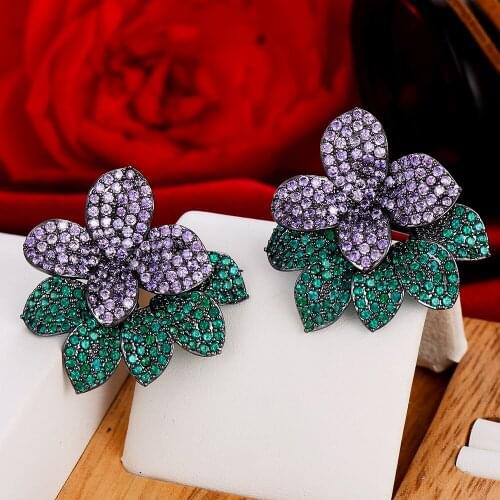 SORAMOORE New 2021 Cute Japanese Korean style Flowers Drop Earrings Zircon CZ Dubai Bridal Earring Bohemian Hot New High Quality