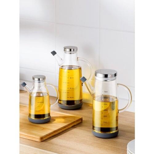 Nordic thickened high boron silicon glass jug leak-proof bottle with scaled home kitchen can soy sauce bottle vinegar pot