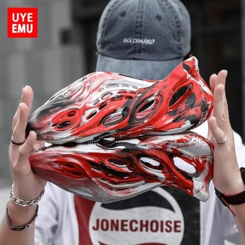 UYEEMU 2021 Summer New Plastic Couple Sandals Hole Shoes Beach Flat Hollow Anti-Frozen Fruit Shoes Baotou Camouflage Size 34-45