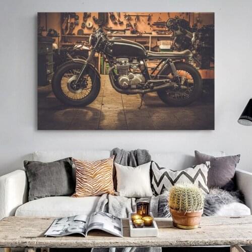 Retro Motorcycle Picture Vintage Wall Decor Posters Fabric Print Art Canvas Paintings Living Room Decoration