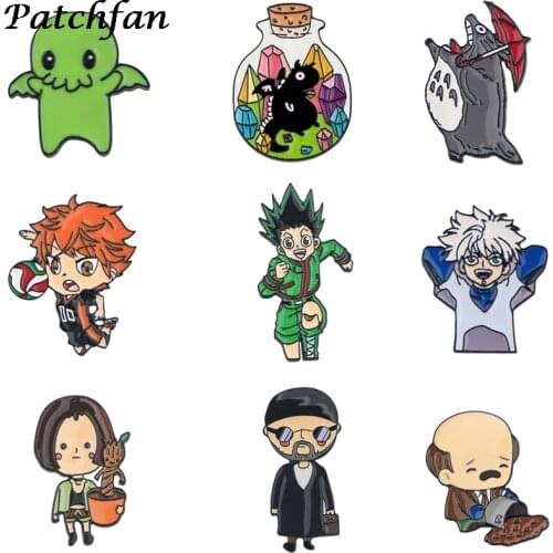 AD379 Patchfan Anime Brooches Cartoon Funny Enamel Pin For Women Men Backpack Pins Personality Metal brooch Gift