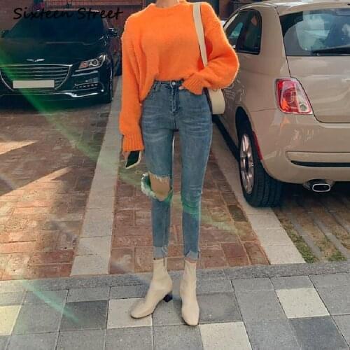 Womens High Waist Jeans Korean Style Clothes New Washed Button Zipper Female Pants Aesthetic Y2K Vintage Denim Streetwear 2020