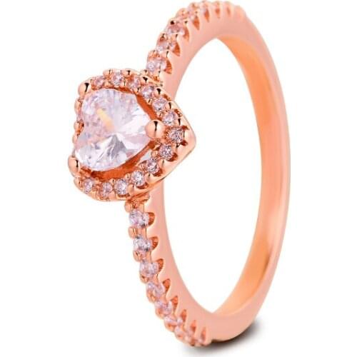 Authentic 925 Sterling Silver Sparkling Elevated Heart Rings for Women Wedding Engagement Ring Fine Jewelry Bague Femme 2020