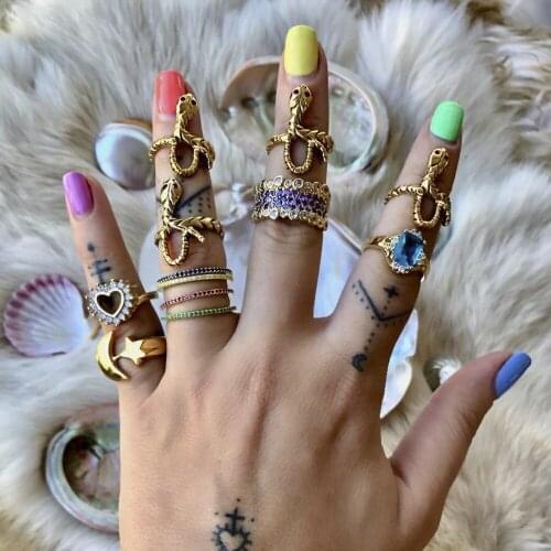 Fashion Gypsy Tribal Metal Snake Adjustable Ring for Women Festival Hippie Bohemian Finger Ring Punk Jewelry New Year Gift