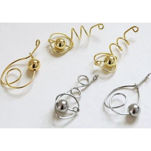 10Pcs/lot geometric winding round beads irregular lines Charms For DIY Fashion Earrings Jewelry Making Finding Accessories