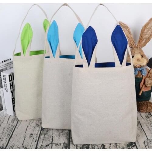 10 Colors Christmas Gifts Bag Bunny Ears Tote Bags Large Sack Bag Canvas Cotton Stocking Bag 25.5*30.5*10cm LX5133