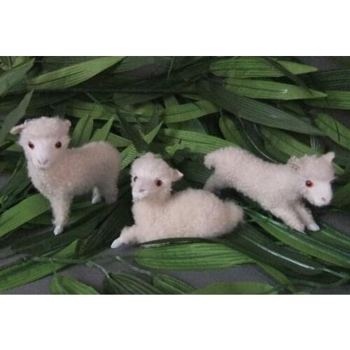 3 pieces a set cute simulation sheep toys polyethylene & fur mini sheep models gift about 9.5-12cm125