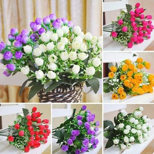 36 Heads / 1 Bunch Artificial Silk Flower Bush Milan Flower Simulation Milan Bud Small Rose Wedding Party Home Decoration