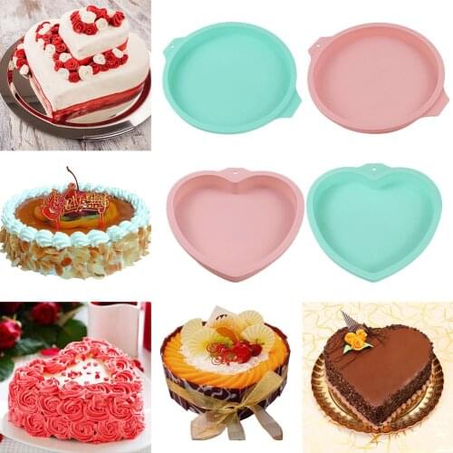 8 Inch Cake Silicone Mold DIY Round Heart-shaped Cake Ice Cream Mold French Dessert Homemade Home Baking Cake Decoration Tool