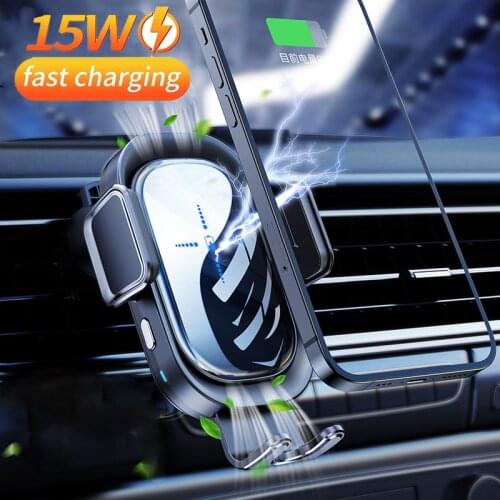 15W Qi Car Wireless Charger Car Phone Vehicle Holder Electric Holder Wireless Quick Charger For iPhone 12 11 X XS 8 Samsung S10
