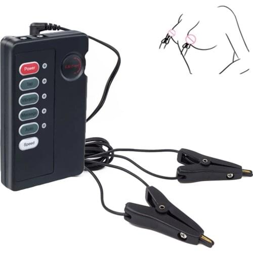 Bi-Polar Electric Clamp Nipple Stimulate Erotic Massager Breast Labia Clitoris Penis Ball Electro Shock Adult Sex Toys Women Men