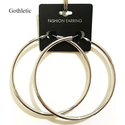 Gold/Rhodium Color 70/80/90MM Big Hoop Earrings 4MM Thick Copper Tube Round Circle Earrings for Women Brincos Club Jewelry