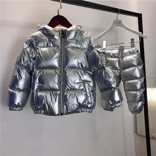 Kids Winter Clothes Sets Boys Girls Hooded White Duck Down Jacket Coat+Pants 2Pcs Suits New Winter Children Thick Warm Snowsuit