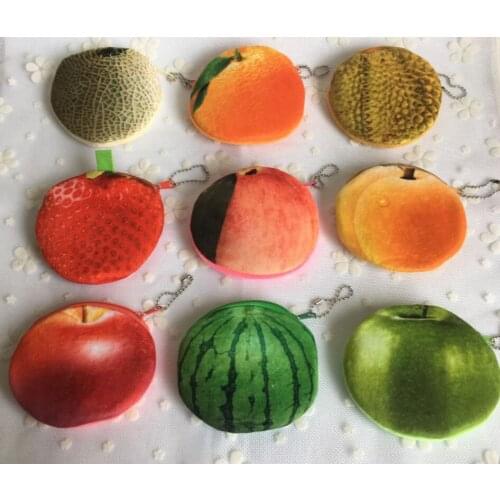 1x Watermelon , Lemon Fruits - 10CM Plush Cotton Coin Purse & Wallet Pouch Case BAG ; Pocket Coin BAG Pouch