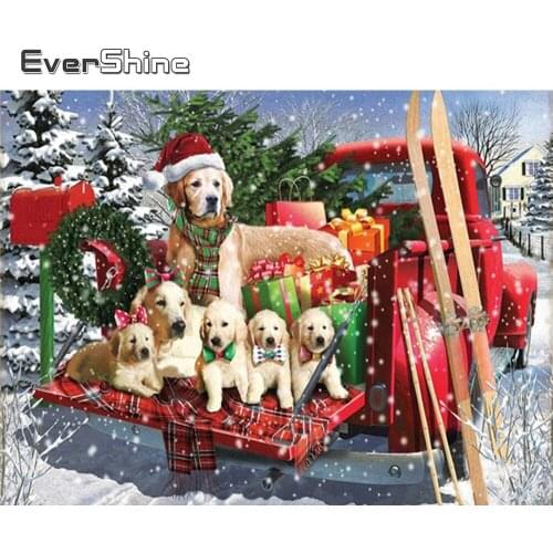 Evershine Diamond Embroidery Christmas Cross Stitch Diamond Painting Dog Animal Full Drill Square Mosaic New Arrival Child Gift