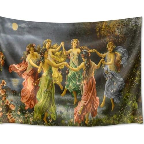 European Fairy Tapestry Greek Goddess Royal Court Six Skirt Girls Dancing Wall Painting