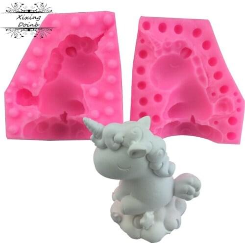 DIY cute cartoon Unicorn shape silica gel mold cake decoration tool jelly chocolate resin clay tool
