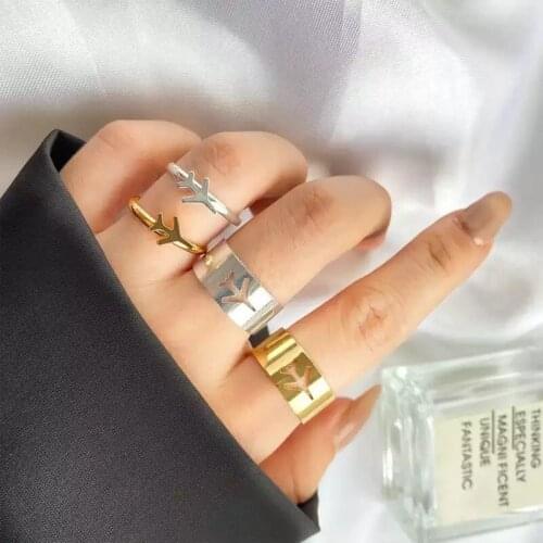 New Trendy Hollow Airplane Ring Set Fashion Open Adjustable Finger Rings For Women Men Couple Anillos Wedding Party Jewelry Girl