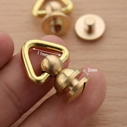Handmade Leather Buttons Large Bold DIY Brass Band Ring Rotating Head Handmade Leather Accessories