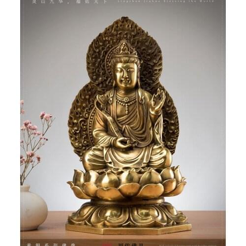 TOP GOOD HOME TEMPLE COMPANY PATRON SAINT BUDDHISM GOOD LUCK WISDOM BUDDHA THE BODHISATTVA MANJUSRI WEN SHI PU SA BRASS STATUE