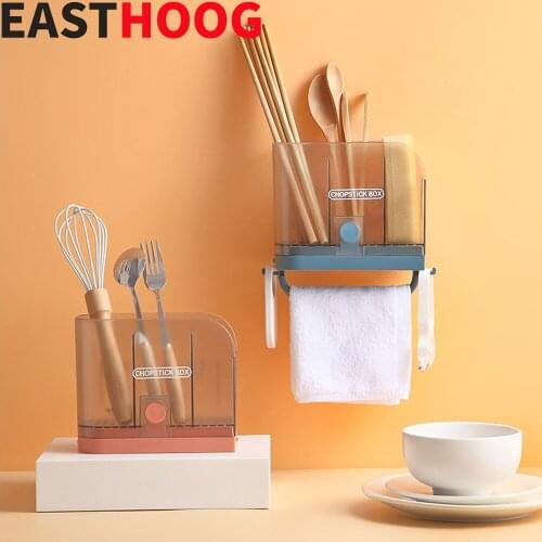 Multifunctional Wall Mounted Detachable Spoon Fork Chopsticks Storage Holder Box Cutlery Drain Rack Organizer Racks for Kitchen