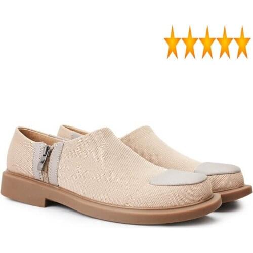 Handmade Loafers Men Breathable Summer Casual Slip Ons Sandals Fashion Zipper Mesh Hollow Out Mens Outdoor Walking Shoes