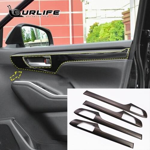 Carbon Fiber Door Handle Bowl Cover Inner Bowl Sticker Side Protector For Toyota Highlander Kluger XU70 2021 2022 Accessories
