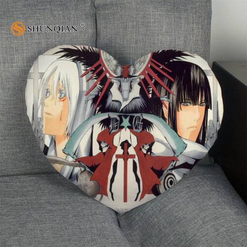 D Gray-man Heart Shape Pillow Cover Custom zipper Pillowcase Just Cover No Core Size 41x36cm,47x42cm