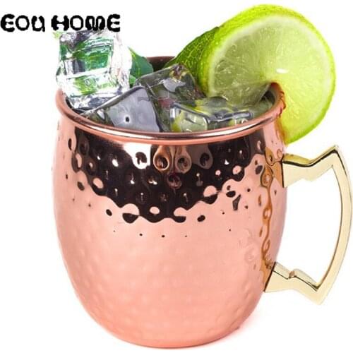 Stainless Steel Creative Copper Plated Moscow Mule Mugs Beer Steins Cocktail Glass with Handle Household Kitchen Bar Drinkware