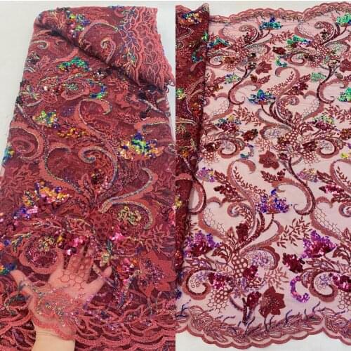 Nigerian Mesh Lace Fabrics SYJ-688685 African Sequins Lace Fabric High Quality French Tulle Lace Fabirc