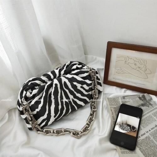 2020 New Fashion Women Leather Handbags Thick Plastic Chain Zebra Pattern Dropshipping Luxury Designer Bag Women Handbags