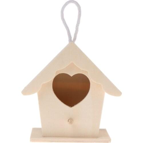 2021 New Bird Nest Natural Wood House DIY Creative Heart Shaped Parrot Parakeet Hanging