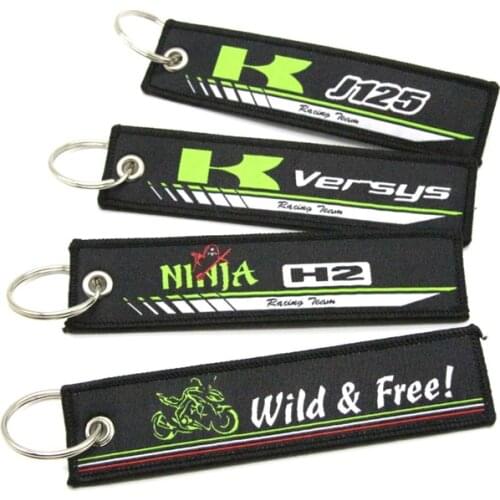New Arrival Embroidery Key Holder Chain Collection Keychain for Kawasaki J125 Versys Ninja H2 Motorcycle Badge Keyring
