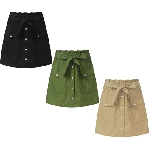 New Arrival Girls Skirts Summer Fashion Casual Children Clothes Pure Color High Waist Pleated A-line Skirt Kids Mini Skirt 6-14Y