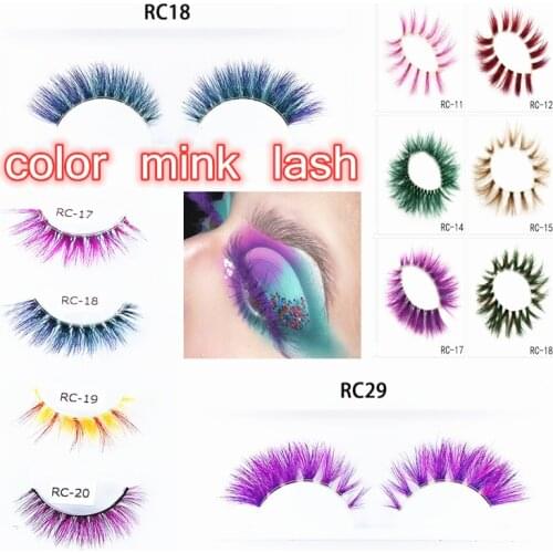 New Transparent stem Colored Mink Lashes 15mm-25mm False Eyelashes Soft Tousled 3D Spectacular Long Natural Mink Makeup