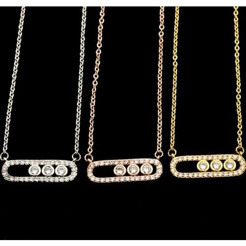 Arab Style Crystal Bead Pendant Necklace For Women Dainty Wedding Jewelry Gift Stainless Steel Rose Gold 3 Dot On Oval Necklace