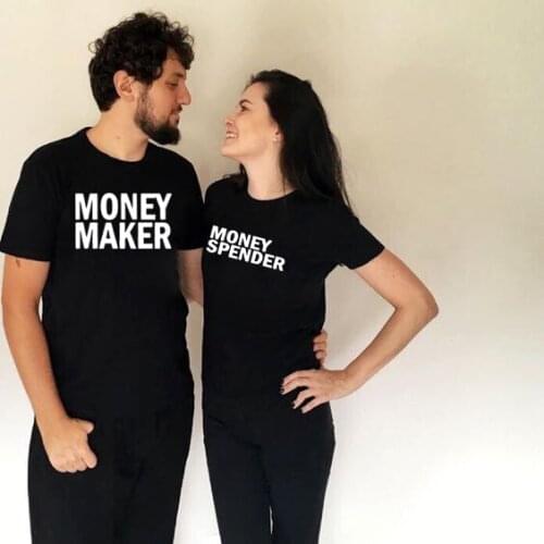 Money Maker Money Spender Couples Matching Shirts Letter Printing Couple Clothes Summer Casual O-neck Tops Lovers Tee Shirt