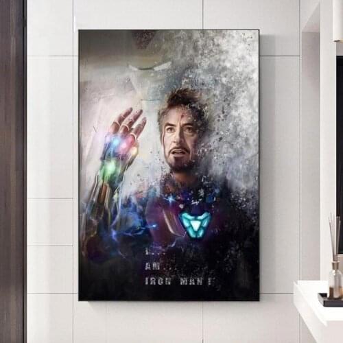 Marvel Superhero Iron Man Movie Poster Watercolor Canvas Painting Wall Art Decor Pictures Bedroom Decoration Children Gift Mural