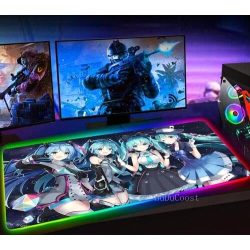 RGB Anime Vocaloid Mouse Pad Gamer Mousepad Keyboard Mat Mause Pad Rubber No-slip with Backlit L Tapis De Souris 25X35 Mouse Mat