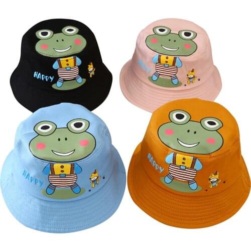 Summer Autumn Toddlers Fisherman Hat, Little Girls Boys Creative Cartoon Frog Animal Printing Outdoor Sun Protection Bucket Cap