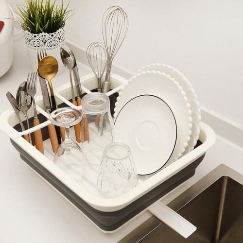 Folding Drain Bowl Rack Kitchen Bowl Chopsticks Storage Basket Kitchenware Storage Rack Household Tableware Finishing Basket