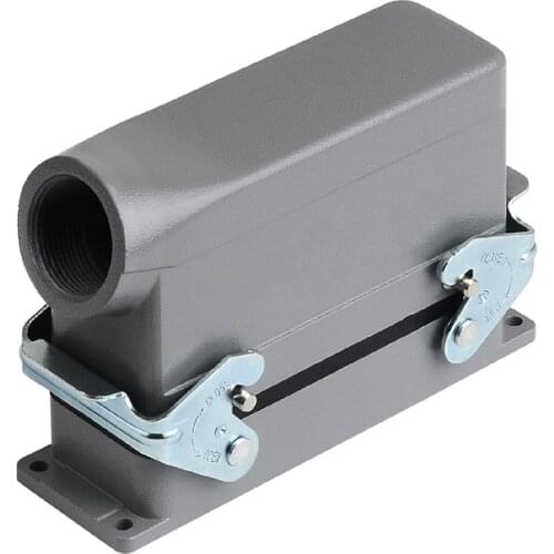 Heavy Duty Connectors HE series 24 pins core side entry double buckle with plastic cable gland