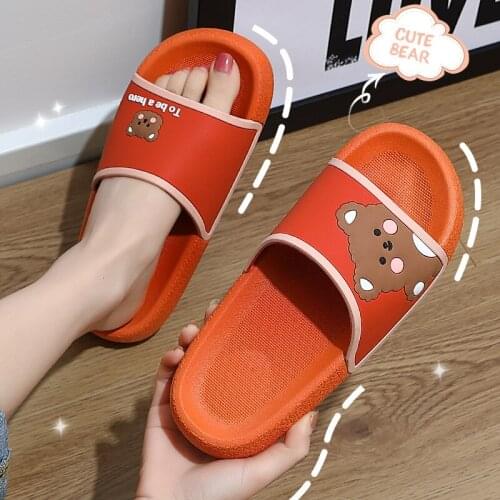 Bear slippers female home bathroom bath antiskid couple home thick bottomed cartoon slippers male shoes men house slippers men